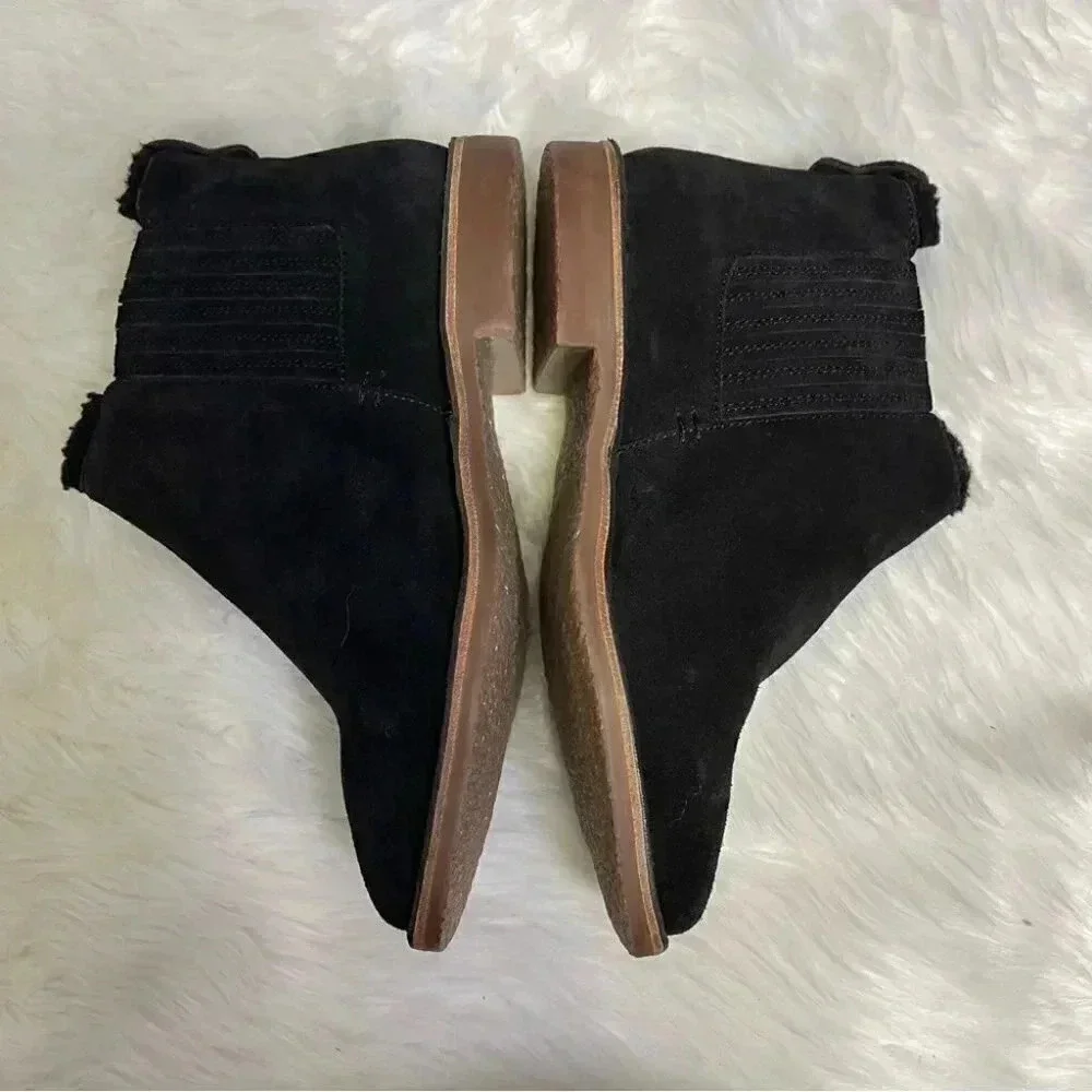 Seychelles Pool Cozy Black Suede Leather Ankle Booties Size 7 Boots